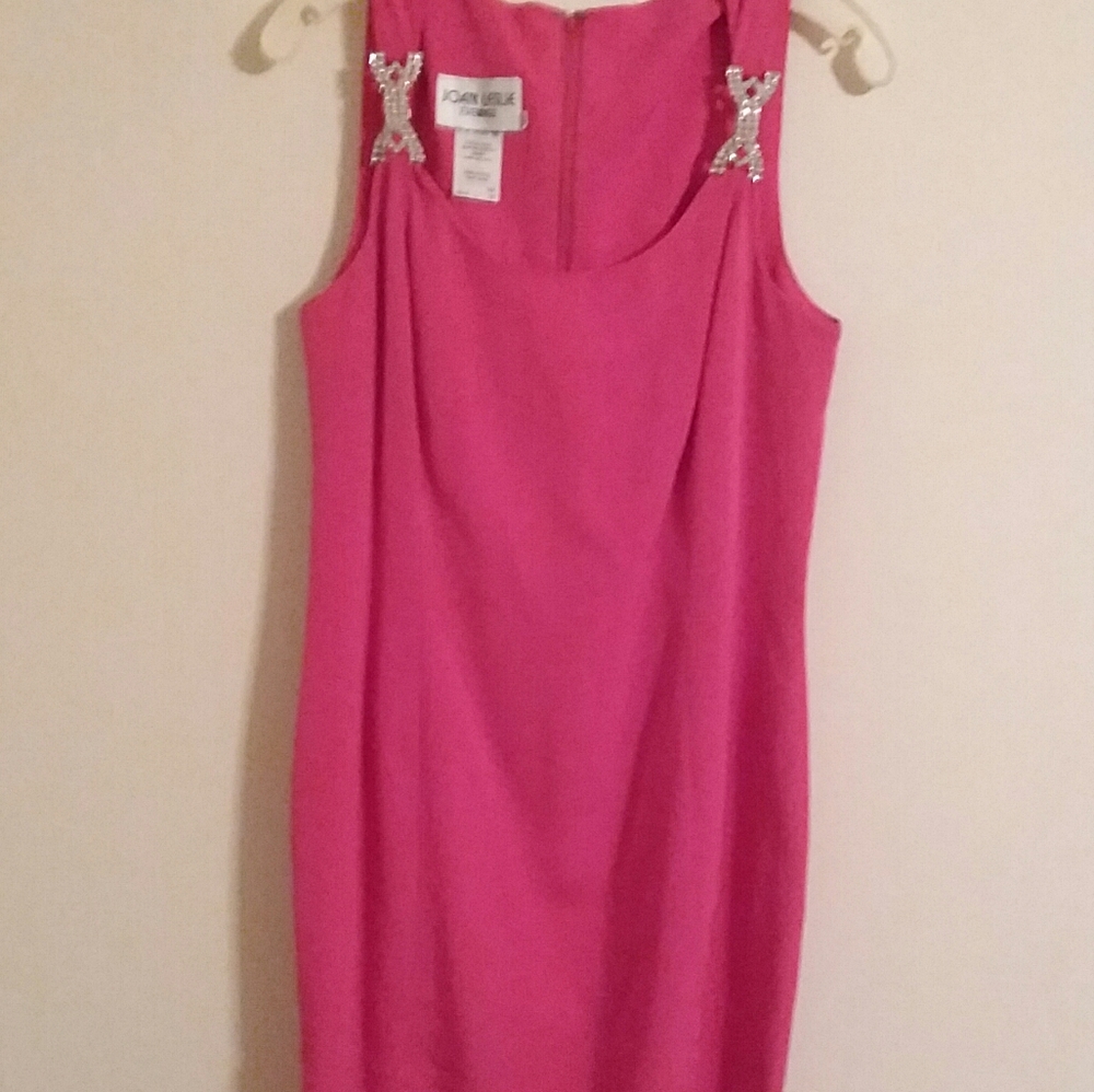 Vintage Fuschia cocktail sheath dress w/rhinestone